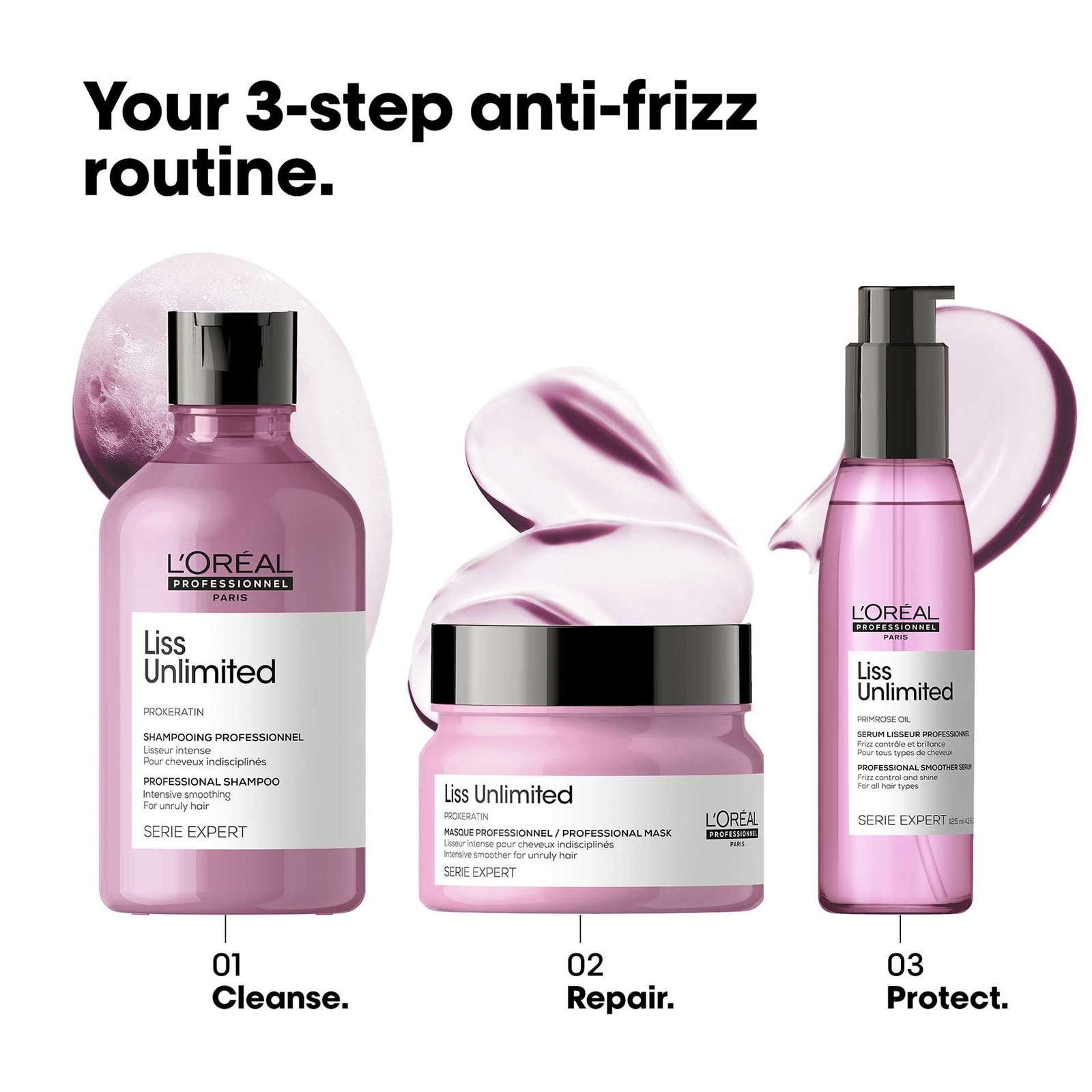 L'Oréal Professionnel Serie Expert Liss Unlimited Blow Dry Serum 125 Ml, For Frizz-Free Hair